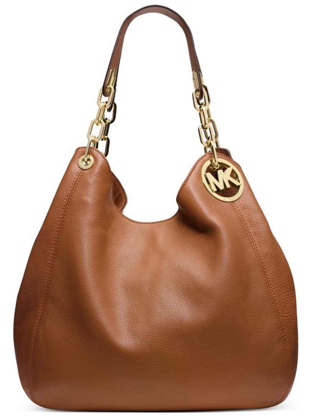 Michael Kors Brown Leather Shoulder Bag with Gold Hardware